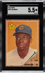 1962 Topps #387 Lou Brock Rookie SGC EX+ 5.5
