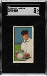 1909-1911 T206 White Border Hal Chase Holding Trophy SGC VG 3
