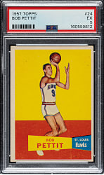 1957-1958 Topps Basketball #24 Bob Pettit Rookie PSA EX 5