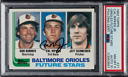 Signed 1982 Topps #21 Cal Ripken Jr. Rookie PSA NM-MT 8 with GEM MINT 10 Signature