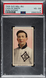 1909-1911 T206 White Border Carlos Smith Southern Leaguer PSA VG-EX 4 - Old Mill Back