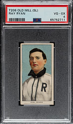 1909-1911 T206 White Border Ray Ryan Southern Leaguer PSA VG-EX 4 - Old Mill Back