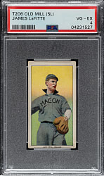 1909-1911 T206 White Border James Lafitte Southern Leaguer PSA VG-EX 4 - Old Mill Back