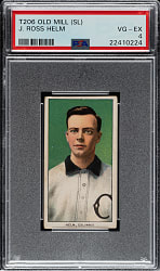 1909-1911 T206 White Border J. Ross Helm Southern Leaguer PSA VG-EX 4 - Old Mill Back