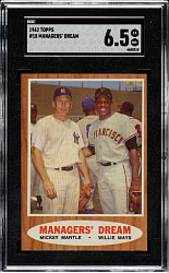 1962 Topps #18 Managers' Dream with Mickey Mantle and Willie Mays SGC EX/NM+ 6.5