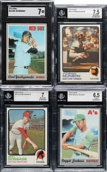 1970 to 1981 Topps and Donruss BVG and SGC-Graded Collection (11) Including Carl Yastrzemski, Reggie Jackson, and Tim Raines Rookie