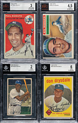 1951 to 1959 Topps and Bowman Hall of Fame and Star BVG- and SGC-Graded Collection (17)