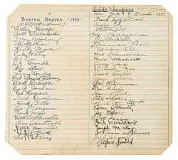 1933 Boston Braves and New York Giants World Champions Multi-Signed Sheet Including Mel Ott, Carl Hubbell, and Bill McKechnie  - JSA