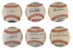 1998 to 2005 Hall of Fame Induction Multi-Signed Baseball Collection (6) Including Yogi Berra, Duke Snider, Stan Musial, and Tom Seaver - JSA