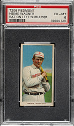 1909-1911 T206 White Border Heinie Wagner Bat on Left Shoulder PSA EX-MT 6