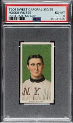 1909-1911 T206 White Border Hooks Wiltse Portrait No Cap PSA EX-MT 6