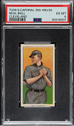 1909-1911 T206 White Border Neal Ball Cleveland PSA EX-MT 6
