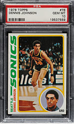 1978-1979 Topps Basketball #78 Dennis Johnson Rookie PSA GEM MINT 10
