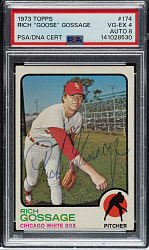 Signed 1973 Topps #174 Rich "Goose" Gossage Rookie PSA VG-EX 4 with NM-MT 8 Signature