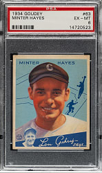 1934 R320 Goudey #63 Minter Hayes PSA EX-MT 6