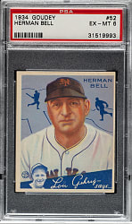 1934 R320 Goudey #52 Herman Bell PSA EX-MT 6