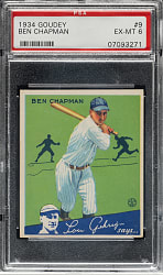 1934 R320 Goudey #9 Ben Chapman PSA EX-MT 6