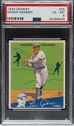 1934 R320 Goudey #25 Roger Cramer PSA EX-MT 6