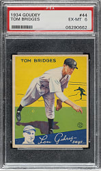 1934 R320 Goudey #44 Tom Bridges PSA EX-MT 6