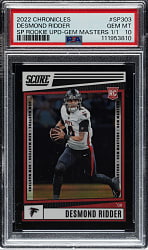 2022 Panini Chronicles Score Premium Rookies Gem Masters Football #SP-303 Desmond Ridder #1/1 PSA GEM MINT 10