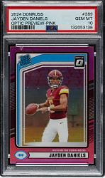 2024 Donruss Optic Preview Football #389 Jayden Daniels Pink PSA GEM MINT 10