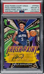 2022-2023 Panini Court Kings Fresh Paint Autographs Basketball #FP-PBO Paolo Banchero Ruby #88/99 PSA NM-MT 8 with GEM MINT 10 Signature