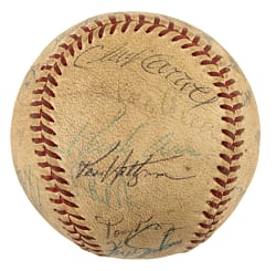 Hall of Fame and Stars Multi-Signed Baseball with Hank Aaron, Ernie Banks, and Leo Durocher