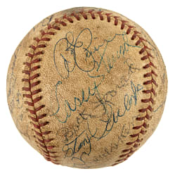 Hall of Fame and Stars Multi-Signed Baseball with Casey Stengel, Stan Musial, and Hank Greenberg - JSA