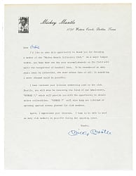 1984 Mickey Mantle Signed Letter - JSA
