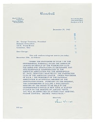 1960 Ford Frick Signed Letter - JSA