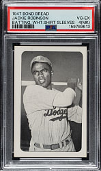 Circa 1947 Bond Bread Jackie Robinson Bat Follow, White Sleeves PSA VG-EX 4 (MK)
