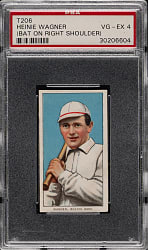 1909-1911 T206 White Border Heinie Wagner Bat on Right Shoulder PSA VG-EX 4