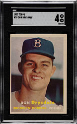 1957 Topps #18 Don Drysdale Rookie SGC VG/EX 4