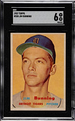 1957 Topps #338 Jim Bunning Rookie SGC EX/NM 6