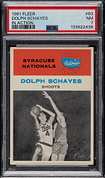1961-1962 Fleer Basketball #63 Dolph Schayes In Action PSA NM 7