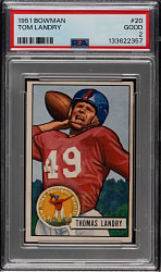 1951 Bowman Football #20 Tom Landry Rookie PSA GOOD 2