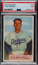 1954 Bowman #10 Carl Erskine PSA NM 7