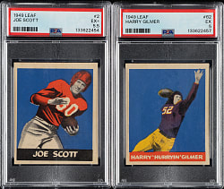 1949 Leaf Football #2 Joe Scott and #62 Harry Gilmer PSA-Graded Pair