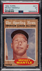 1962 Topps #471 Mickey Mantle All-Star PSA EX 5