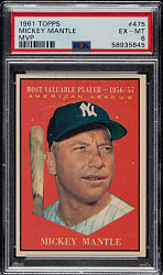 1961 Topps #475 Mickey Mantle MVP PSA EX-MT 6