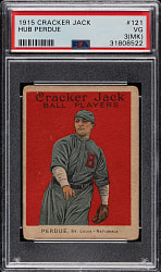 1915 E145 Cracker Jack #121 Hub Perdue PSA VG 3 (MK)