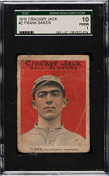 1915 E145 Cracker Jack #2 Frank Baker SGC POOR 10