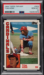 1984 Topps Tiffany #649 Tom Herr PSA GEM MINT 10