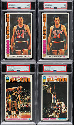 1976-1977 Topps Basketball PSA-Graded Collection (4): Bill Bradley, Kareem Abdul-Jabbar, and Julius Erving
