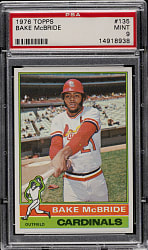 1976 Topps #135 Bake McBride PSA MINT 9