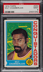 1974-1975 Topps Basketball #250 Wilt Chamberlain PSA MINT 9
