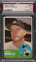 1963 Topps #200 Mickey Mantle PSA VG-EX+ 4.5