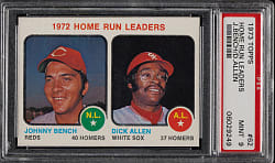 1973 Topps #62 Home Run Leaders with Johnny Bench PSA MINT 9