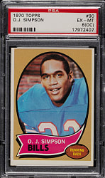 1970 Topps Football #90 O.J. Simpson Rookie PSA EX-MT 6 (OC)