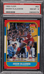 1986-1987 Fleer Basketball #82 Akeem Olajuwon Rookie PSA NM-MT 8